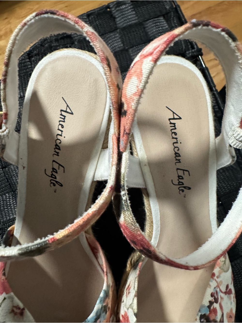 American Eagle Outfitters Floral Wedge Sandals in Pink, Blue and Cream